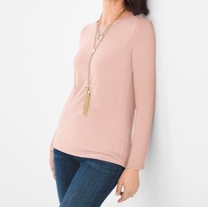Chico's Longsleeve scoop neck knit top Paris Pink